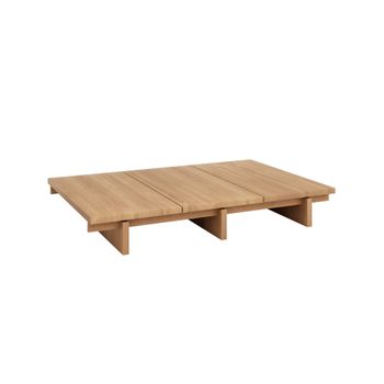 Mesa centro rectangular en pino barnizado color roble 135.2cm