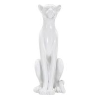 leopardo sentado en resina blanca cm 27x38x74