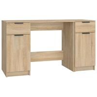 escritorio y armario auxiliar madera contrachapada roble sonoma vidaxl