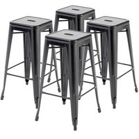 lote de 4 taburetes de bar de metal negro mate indus - oviala