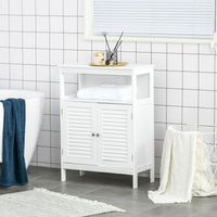 mueble auxiliar de bano 2 puertas de mdf kleankin 60x30x816cm-blanco