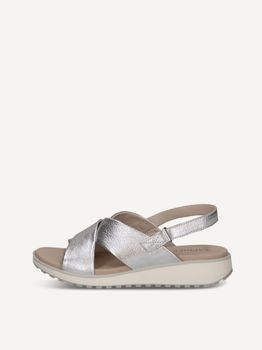 CAPRICE Sandal, silver, made of Leather without heel, Size 36