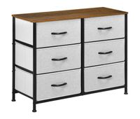 homcom comoda moderna cajonera con 6 cajones de tela plegable para dormitorio marco de acero y almohadillas ajustables para salon recibidor 80x30x625 cm gris y marron