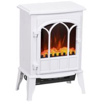 homcom chimenea electrica 1000w2000w efecto de llama temperatura ajustable y proteccion sobrecalentamiento para 15-30 r blanco   aosom espana