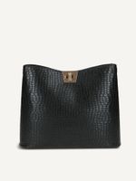 caprice handbag black made of leather and textile size 1