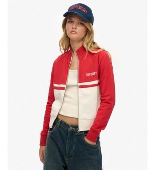Superdry para mujer. W2012421B Chaqueta de chándal Essential rojo (M), Casual, Poliéster