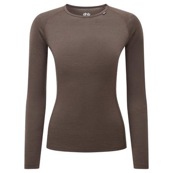 dhb Women's Merino Long Sleeve Base Layer (M_ 200), Chocolate Brown