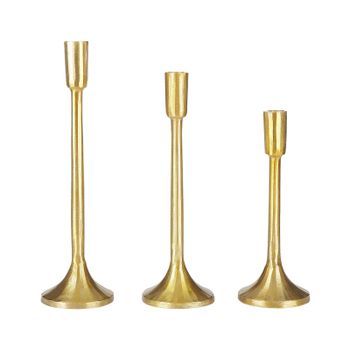 Conjunto De 3 Candeleros De Metal Dorado Hechos A Mano Glamour Comedor Dormitorio Zimbabwe