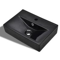 lavabo rectangular de ceramica hueco de grifodesague negro vidaxl