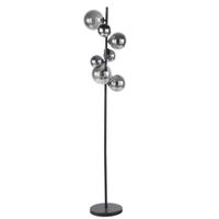 lampara de pie de acero negro y 7 globos de cristal alt 155 cm