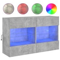 mueble tv de pared con luces led gris hormigon 985x30x605 cm vidaxl