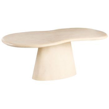 Mesa De Comedor Moderna Para Jardín 200 X 110 Cm 8 Plazas Mgo Forma Ovalada Irregular Comedor Exterior Interior Beige Spoleto