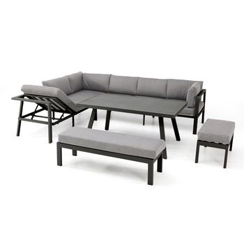 Conjunto De Comedor De Jardín 9 Plazas De Aluminio