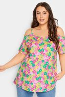 yours camiseta rosa de flores con hombros descubiertos mujer curvy y tallas grandes yours