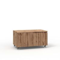 comoda venere roble con nudos en mdf con 4 ruedas