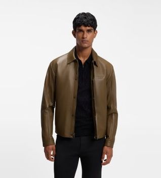 BOSS para hombre. 50569177 Porsche x cazadora de piel con cierre magnético oculto marrón (XL), Casual
