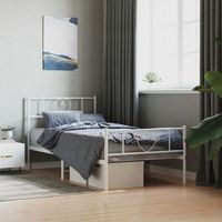 cama para adulto  cama individual  estructura cama sin colchon con estribo metal blanco 90x200 cm cfw42708