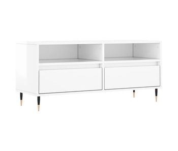 Mueble tv - mesa de tv madera contrachapada blanco brillo 100x34,5x44,5cm