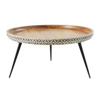 mesa de centro redonda de mango macizo y metal o71 cm