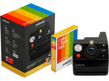 Cámara instantánea - Polaroid Now+ Generación 3 + Color Film i-Type, Bluetooth, Batería recargable, Flash preciso, Negro