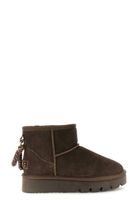 botines de ante con pelo sintetico y charm dark brown 36