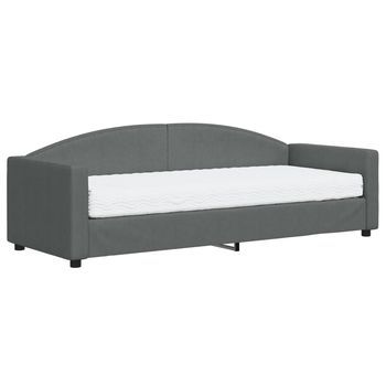 Sofá Cama Con Colchón Tela Gris Oscuro 80x200 Cm