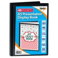tiger a5 presentation display book black 40 pocket