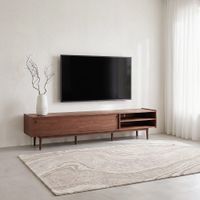 mueble tv de chapa de nogal de 201 cm con 2 puertas correderas