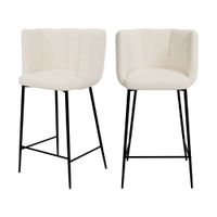 set de 2 taburetes para isla de cocina en tela boucle beige 65 cm