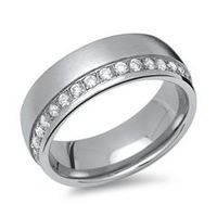 anillo de mujer acero inoxidable mate todo engaste