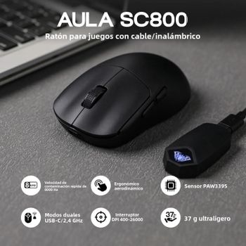 Ratón para juegos AULA SC800 USB-C con cable/2,4G 37g ligero 8K Sensor Paw3395 ratones personalizados PC e-sports Gamer accesorios regalos