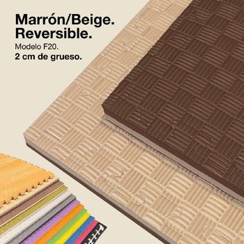 Jowy 15 Piezas (15m2) Tatami Puzzle 2cm 100x100cm – Superficie “5 Líneas” Marrón/beige