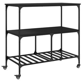 Carrito De Cocina Madera De Ingeniería Negro 100x50x95 Cm Vidaxl