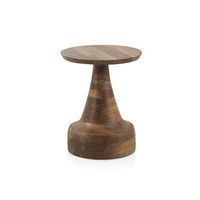 mesa auxiliar de madera natural de acacia