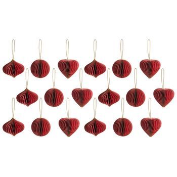 Conjunto De 18 Adornos Navideños Colgantes Bolas De Navidad Para El Árbol De Papel Origami 3d Rojo Susa
