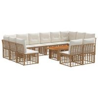 conjunto de sofas de jardin 13 uds natural y crema vidaxl