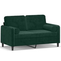 sofa de 2 plazas  sofa de salon  sofa de descanso con cojines terciopelo verde oscuro 120 cm