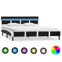 estructura de cama con led sin colchon cuero negro 140x200 cm vidaxl