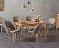 oxford 120cm solid oak dining table with halifax fabric chairs - grey 4 chairs