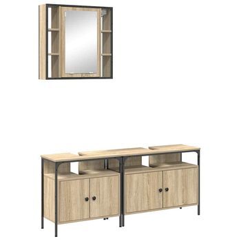 Juego De Muebles De Baño 3 Uds. Marrón 80 X 30 X 60 Cm Vidaxl
