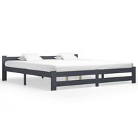 estructura cama sin colchon madera pino gris oscuro 200x200 cm vidaxl