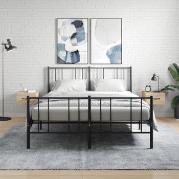 Pack 2 Uds Mesitas De Noche | Mesa Auxiliar | Mesilla De Pared Color Roble Sonoma 35x35x20 Cm Cfw94732