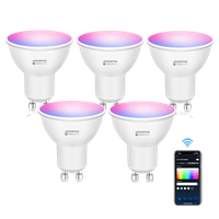 aigostar bombilla alexa led gu10 sl2 bombillas inteligente 49w bombillas wifi rgb  2700k-6500k regulable controladas por app conexion rapida compatible con google homealexa 5 pcs