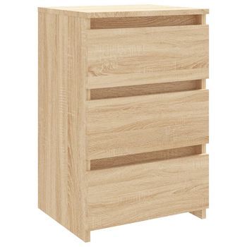 Mesita De Noche | Mesa Auxiliar | Mesilla Madera Contrachapada Roble Sonoma 40x35x62,5cm