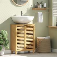 mueble bajo lavabo de bambu mdf homcom 60x30x80 cm natural