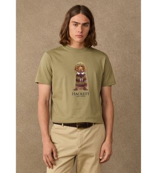 Hackett London para hombre. HM5000150 Camiseta Harry verde (XL), Casual, Algodón, Manga corta