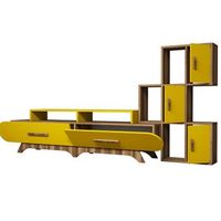 mueble tv con estante flora s amarillo nogal