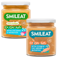 smileat tarrito ca-chi-tos 10m arroz con salmon y guisantes 230 gr  arroz con pavo y verduras 230 gr