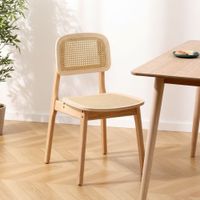 set 2 sillas escandinavas en madera y ratan