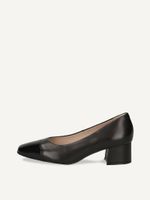 caprice pumps black made of leather and textile with trapeze heel size 37